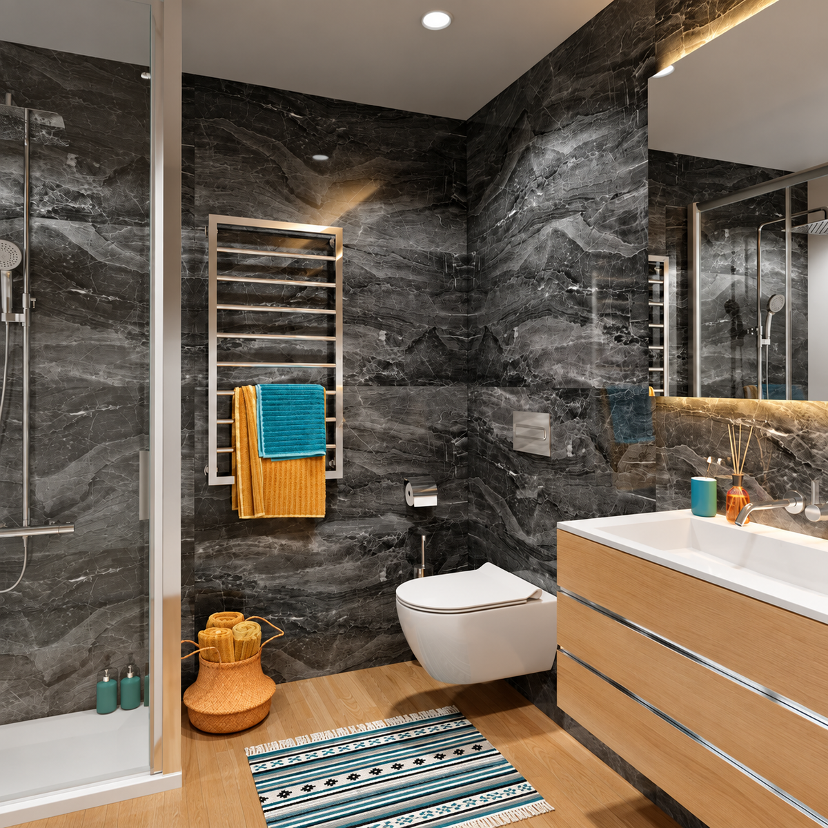 VILO Wall SPC Dark stone 11 13/16" x 23 5/8" - Doors and Beyond