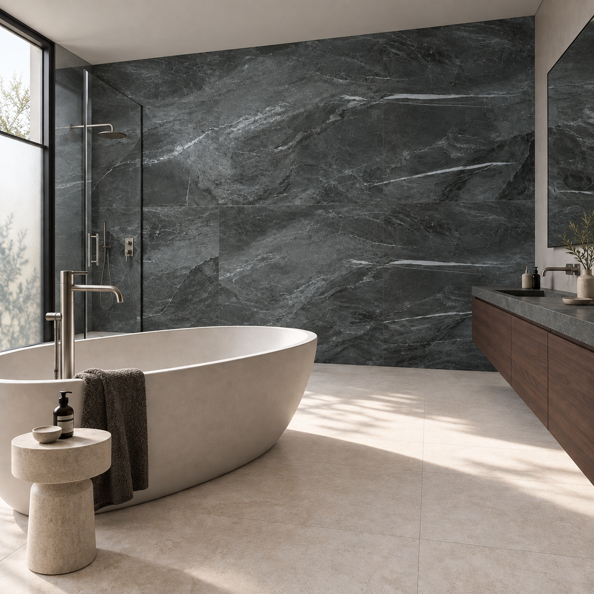 VILO Wall SPC Dark stone 11 13/16" x 23 5/8" - Doors and Beyond