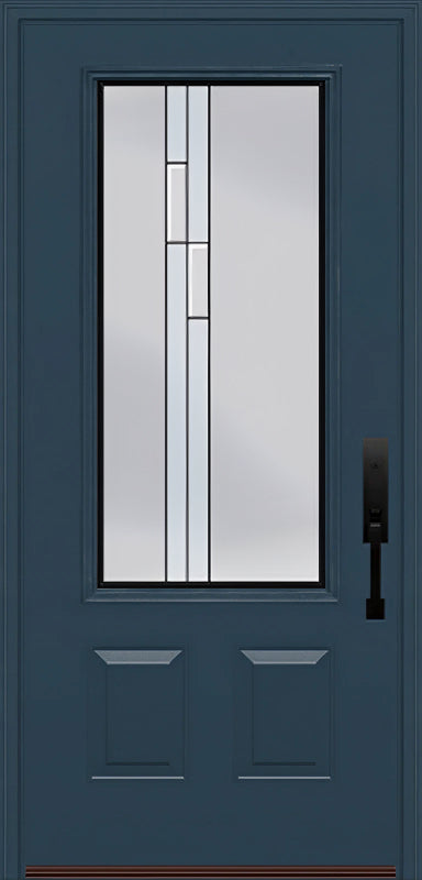 ProVia Legacy Single Entry Door 440 Style Genesis Decorative Glass with Black Caming and Low-E - Doors and Beyond