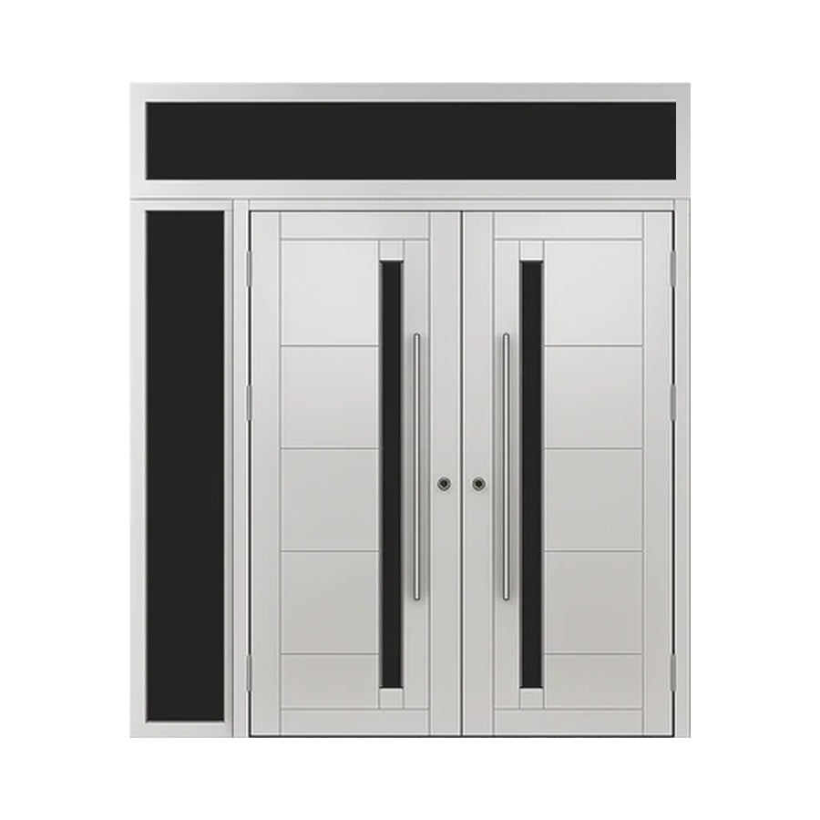 Double Exterior Door With 1 Sidelight And Transom