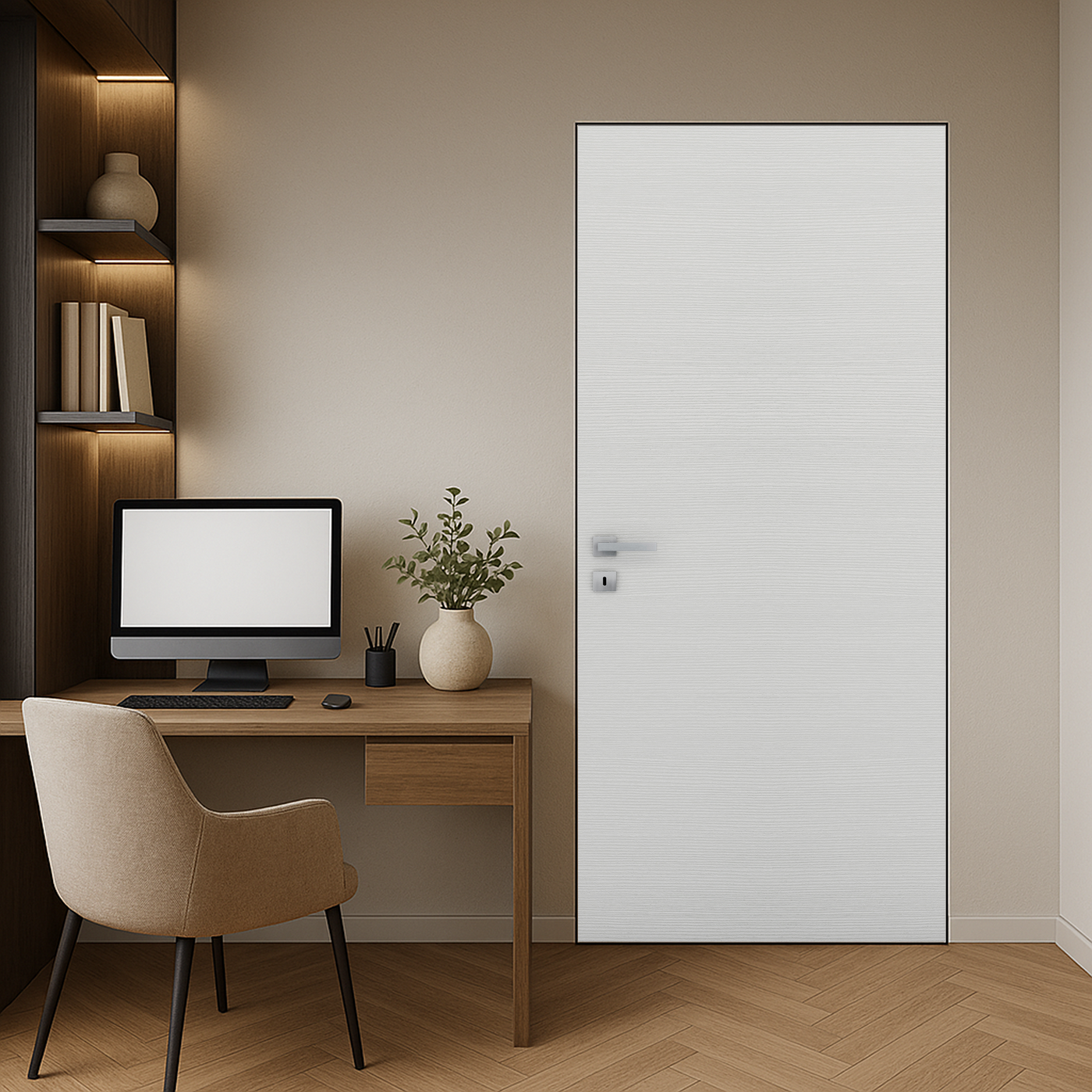 Braga Flush Bianco Matrix CPL Frameless Modern Door - Doors and Beyond