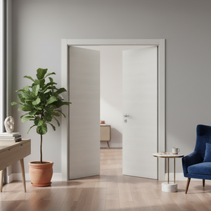 Nova Flush Braga Bianco Matrix CPL Modern Double Pre-Hung Door - Doors and Beyond