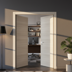 Nova Flush Braga Crema Matrix CPL Modern Double Pre-Hung Door - Doors and Beyond