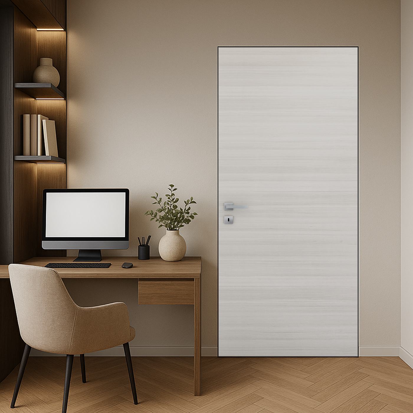 Braga Flush Crema Matrix CPL Frameless Modern Door - Doors and Beyond