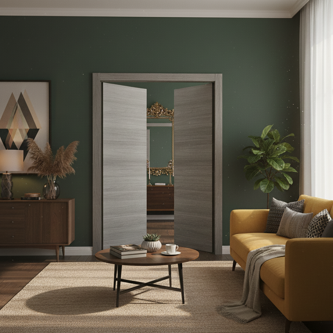 Nova Flush Braga Olmo Matrix CPL Modern Double Pre-Hung Door - Doors and Beyond