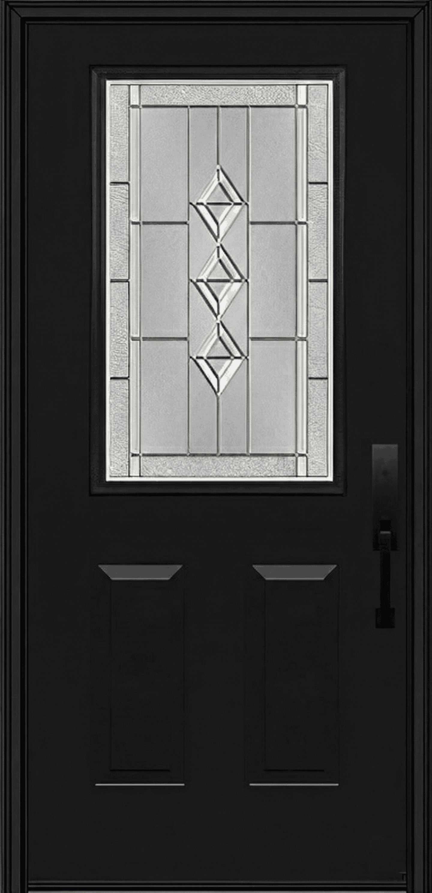 ProVia Legacy Single Entry Door 430 Style Gemstone Decorative Glass with Zinc Caming and Low-E - Doors and Beyond