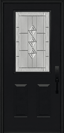 ProVia Legacy Single Entry Door 430 Style Gemstone Decorative Glass with Zinc Caming and Low-E - Doors and Beyond