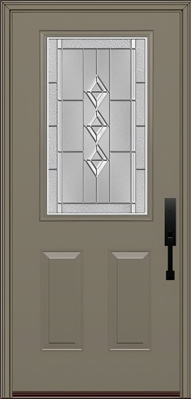 ProVia Legacy Single Entry Door 430 Style Gemstone Decorative Glass with Zinc Caming and Low-E - Doors and Beyond