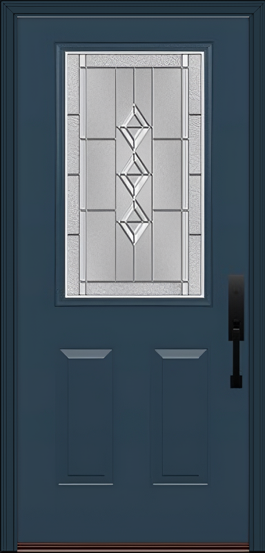 ProVia Legacy Single Entry Door 430 Style Gemstone Decorative Glass with Zinc Caming and Low-E - Doors and Beyond