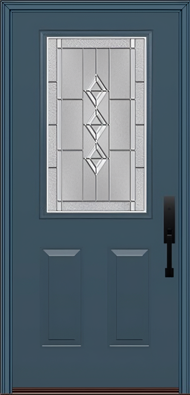 ProVia Legacy Single Entry Door 430 Style Gemstone Decorative Glass with Zinc Caming and Low-E - Doors and Beyond