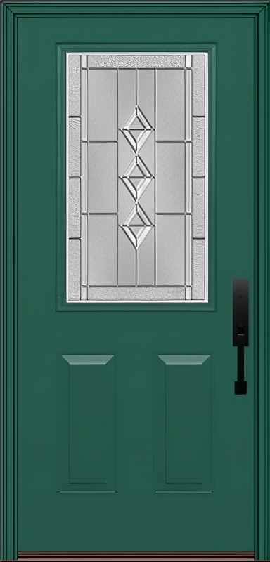 ProVia Legacy Single Entry Door 430 Style Gemstone Decorative Glass with Zinc Caming and Low-E - Doors and Beyond