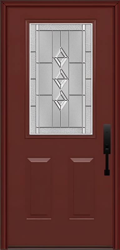 ProVia Legacy Single Entry Door 430 Style Gemstone Decorative Glass with Zinc Caming and Low-E - Doors and Beyond