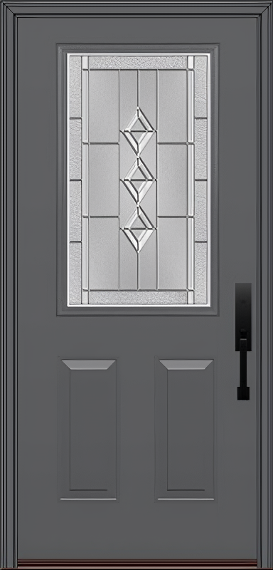 ProVia Legacy Single Entry Door 430 Style Gemstone Decorative Glass with Zinc Caming and Low-E - Doors and Beyond