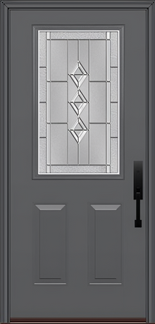 ProVia Legacy Single Entry Door 430 Style Gemstone Decorative Glass with Zinc Caming and Low-E - Doors and Beyond