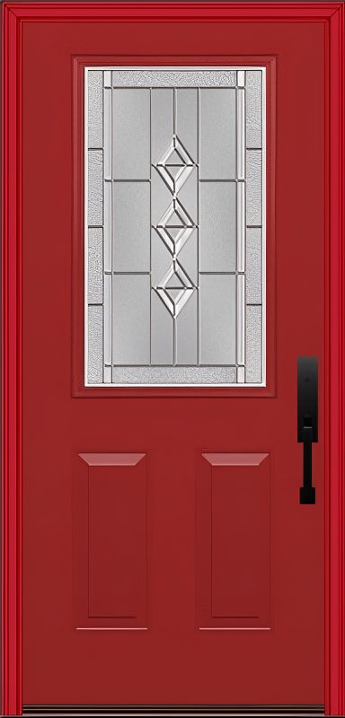 ProVia Legacy Single Entry Door 430 Style Gemstone Decorative Glass with Zinc Caming and Low-E - Doors and Beyond