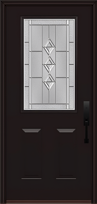 ProVia Legacy Single Entry Door 430 Style Gemstone Decorative Glass with Zinc Caming and Low-E - Doors and Beyond