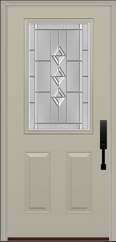 ProVia Legacy Single Entry Door 430 Style Gemstone Decorative Glass with Zinc Caming and Low-E - Doors and Beyond