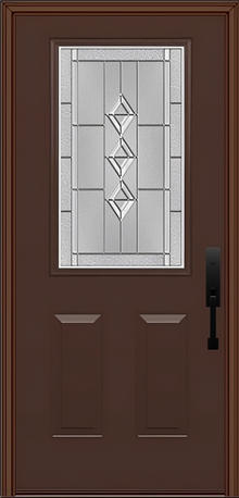 ProVia Legacy Single Entry Door 430 Style Gemstone Decorative Glass with Zinc Caming and Low-E - Doors and Beyond