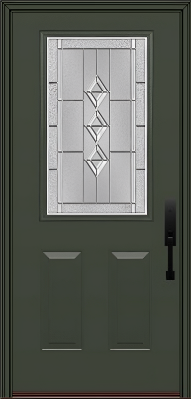 ProVia Legacy Single Entry Door 430 Style Gemstone Decorative Glass with Zinc Caming and Low-E - Doors and Beyond