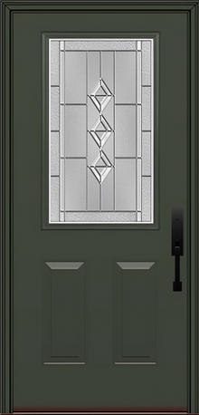 ProVia Legacy Single Entry Door 430 Style Gemstone Decorative Glass with Zinc Caming and Low-E - Doors and Beyond