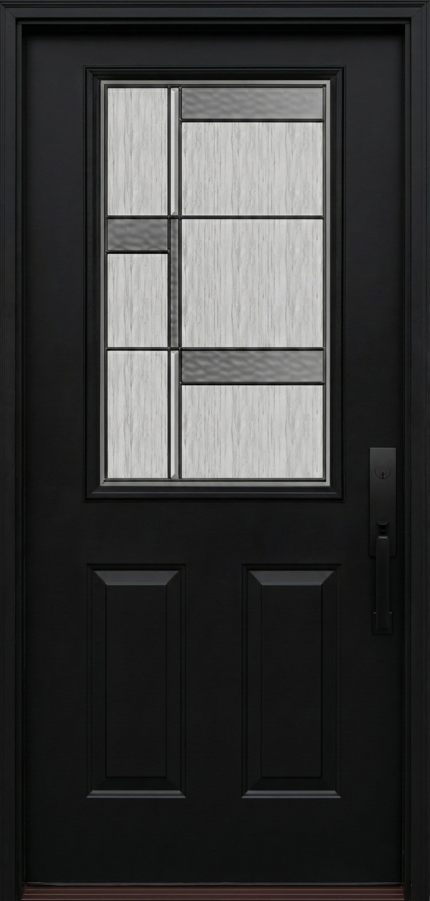 ProVia Legacy Single Entry Door 430 Style Manhattan Decorative Glass with Patina Caming and Low-E - Doors and Beyond