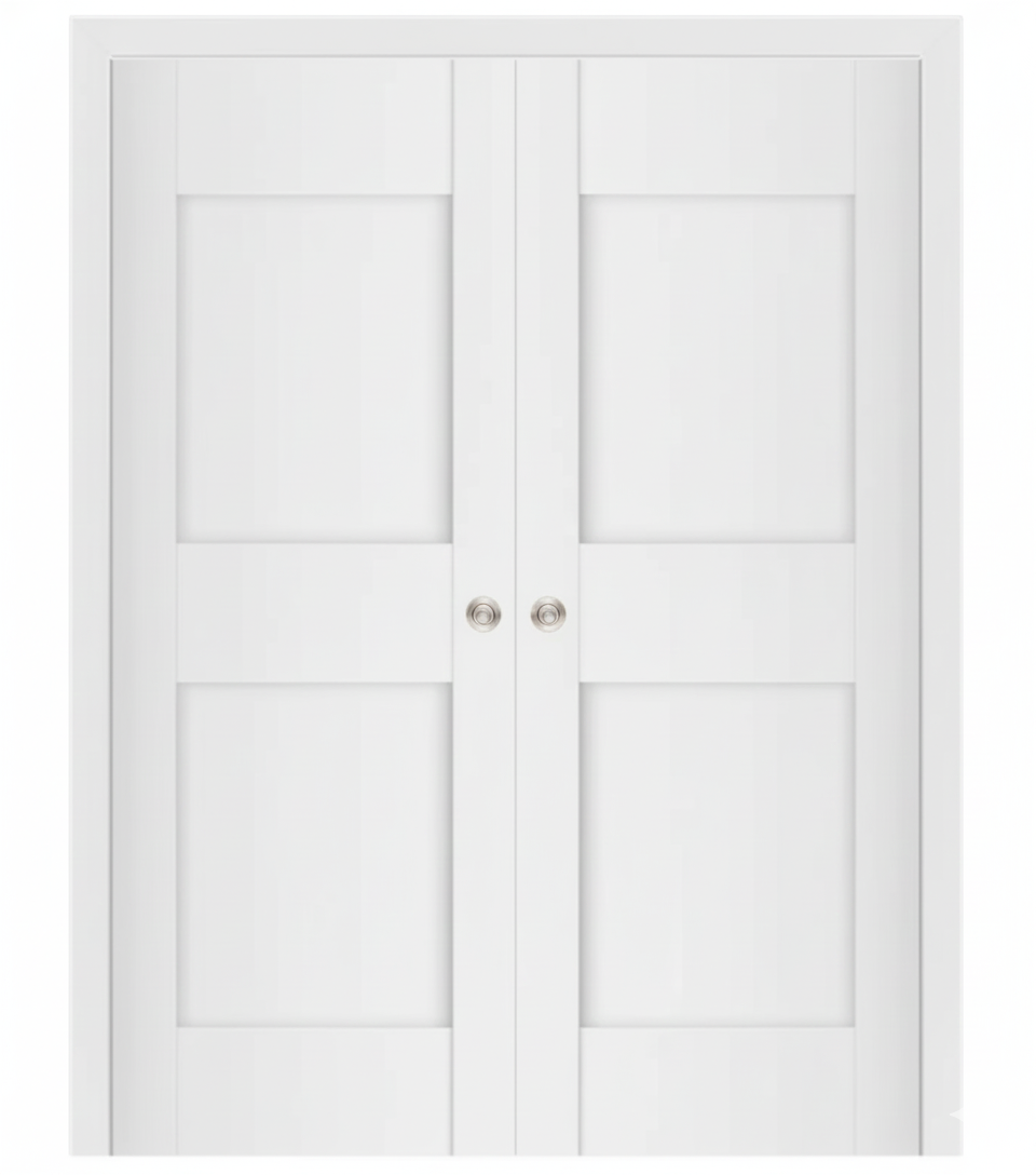 Nova Stile 013 Soft White Laminated Modern Double Pocket Door - Doors and Beyond
