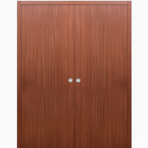 Nova M34 Sapele Laminated Modern Double Pocket Door - Doors and Beyond