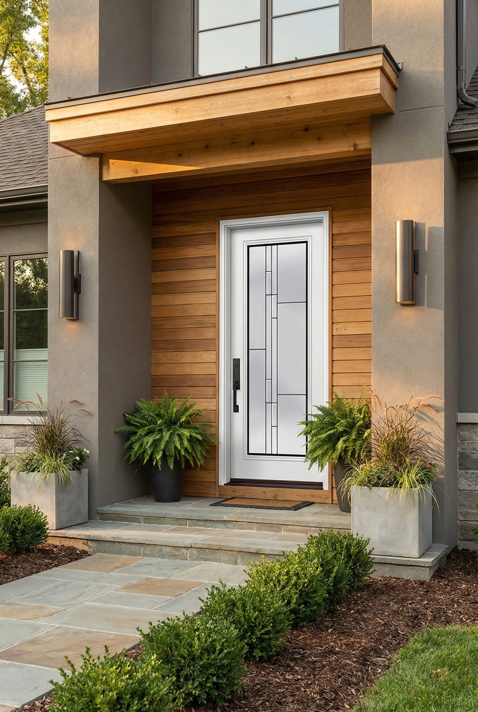 ProVia Legacy Single Entry Door 460 Style Genesis Decorative Glass with Black Caming and Low-E - Doors and Beyond