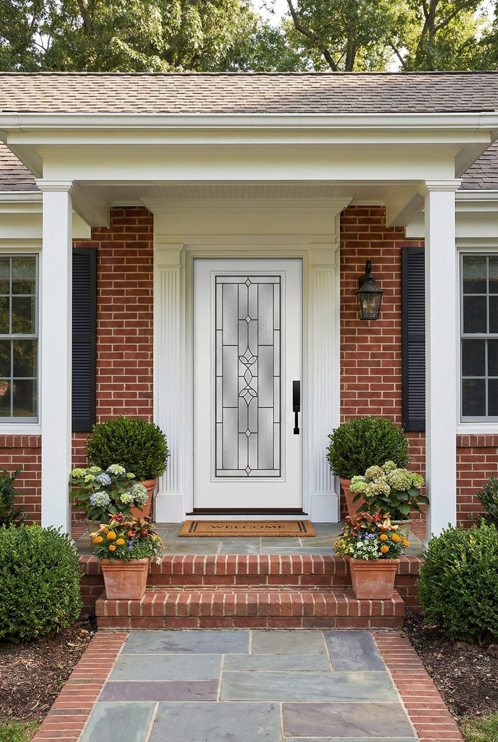 ProVia Legacy Single Entry Door 460 Style Esmond Decorative Glass with Patina Caming and Low-E - Doors and Beyond