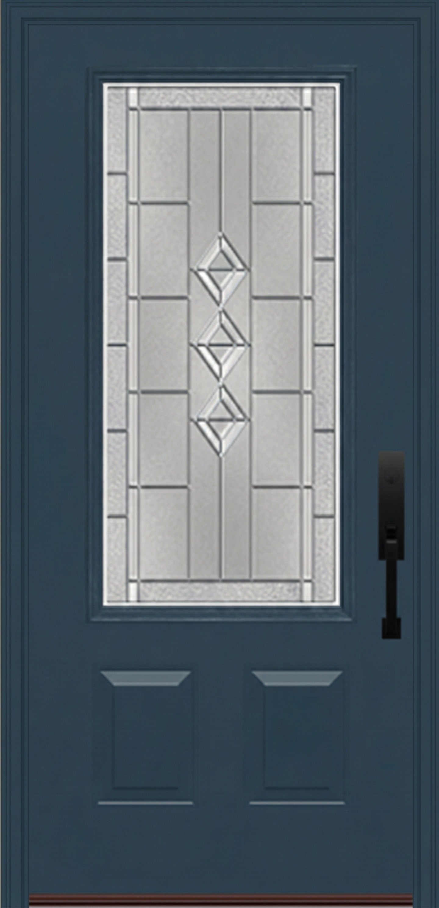 ProVia Legacy Single Entry Door 440 Style Gemstone Decorative Glass with Zinc Caming and Low-E - Doors and Beyond