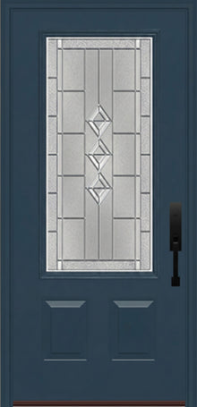 ProVia Legacy Single Entry Door 440 Style Gemstone Decorative Glass with Zinc Caming and Low-E - Doors and Beyond