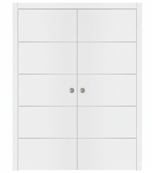 Nova Glam Pro 010 Soft White Laminated Modern Double Pocket Door - Doors and Beyond