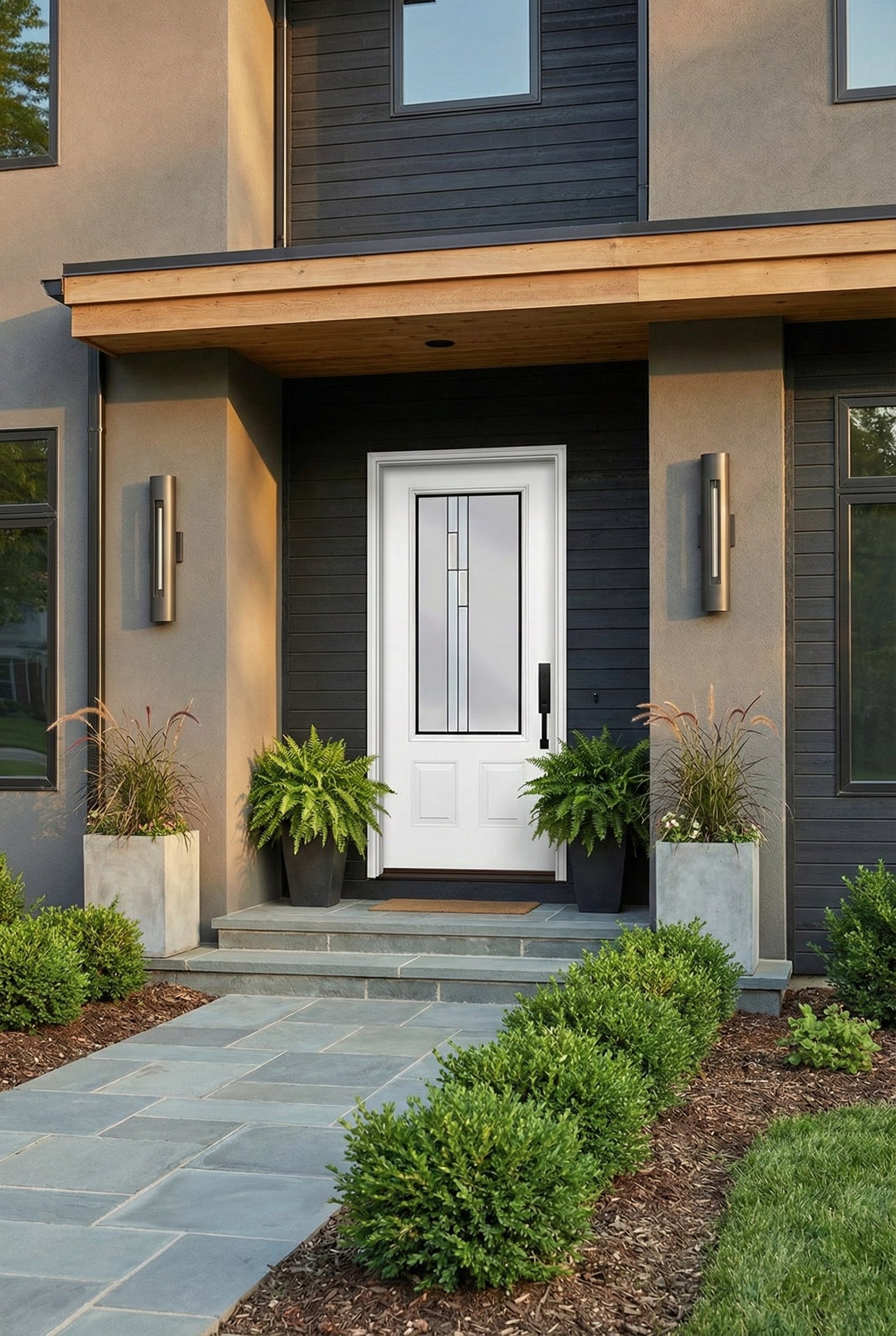 ProVia Legacy Single Entry Door 440 Style Genesis Decorative Glass with Black Caming and Low-E - Doors and Beyond
