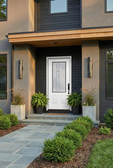 ProVia Legacy Single Entry Door 440 Style Genesis Decorative Glass with Black Caming and Low-E - Doors and Beyond