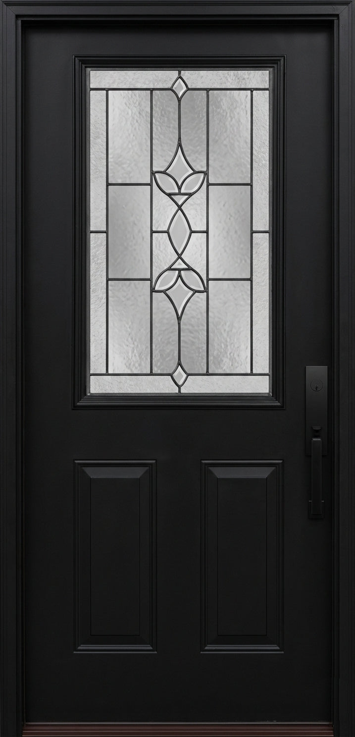 ProVia Legacy Single Entry Door 430 Style Esmond Decorative Glass with Patina Caming and Low-E - Doors and Beyond