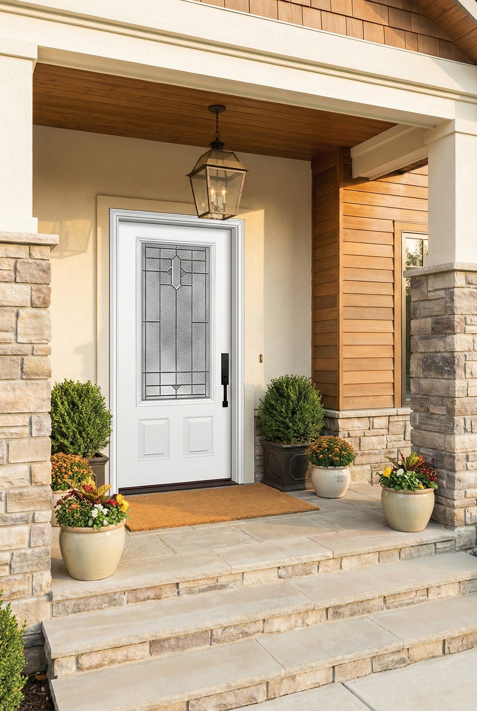 ProVia Legacy Single Entry Door 440 Style Brookhaven Decorative Glass with Zinc Caming and Low-E - Doors and Beyond