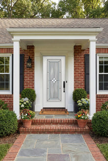 ProVia Legacy Single Entry Door 460 Style Aria Decorative Glass with Patina Caming and Low-E - Doors and Beyond