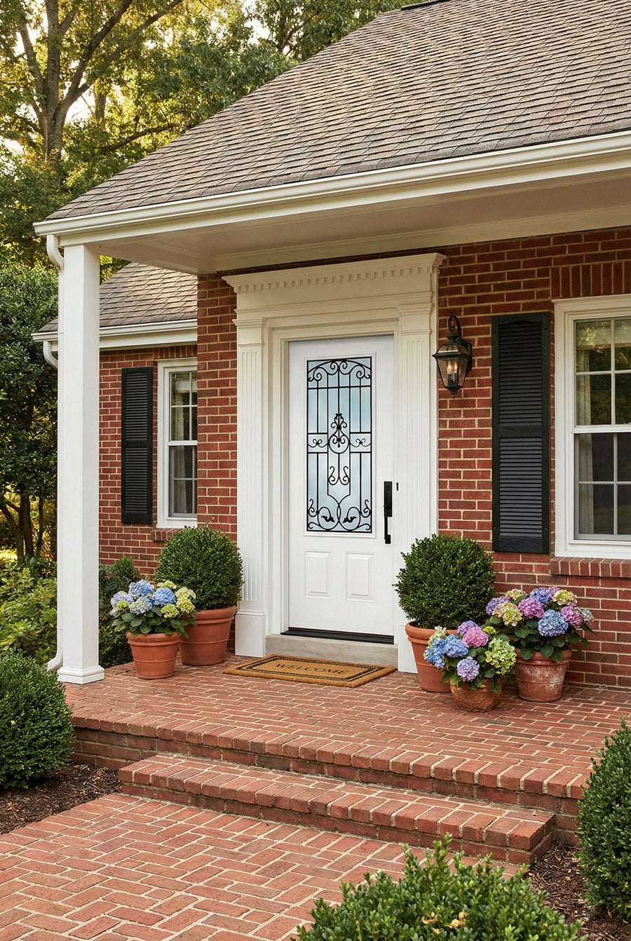 ProVia Legacy Single Entry Door 440 Style Barcelona Decorative Glass Clear Glass and Low E Glass - Doors and Beyond
