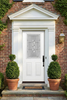 ProVia Legacy Single Entry Door 430 Style Gemstone Decorative Glass with Zinc Caming and Low-E - Doors and Beyond