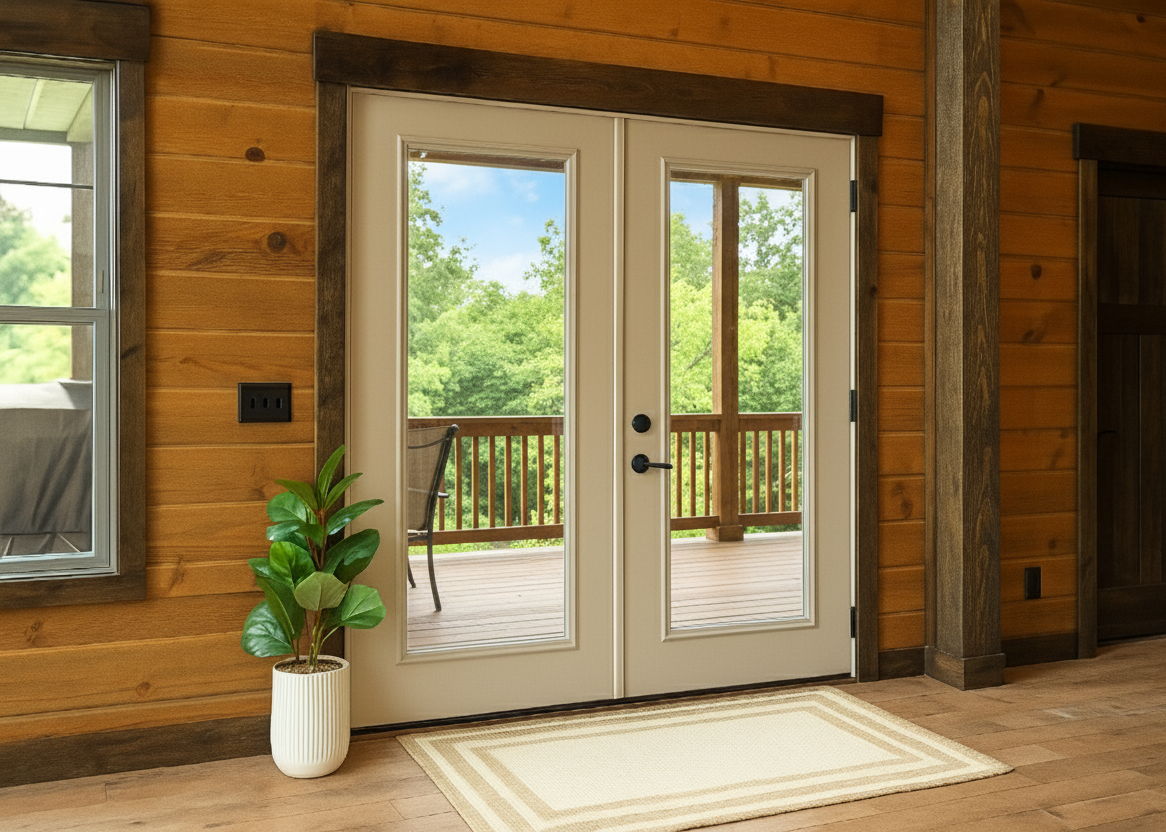 ProVia Legacy Steel 20GA Heavy Duty Patio Double Door Downsized 72x80 Toasted Coconut/Toasted Coconut Double Pane Low-E W Argon Gas - Doors and Beyond