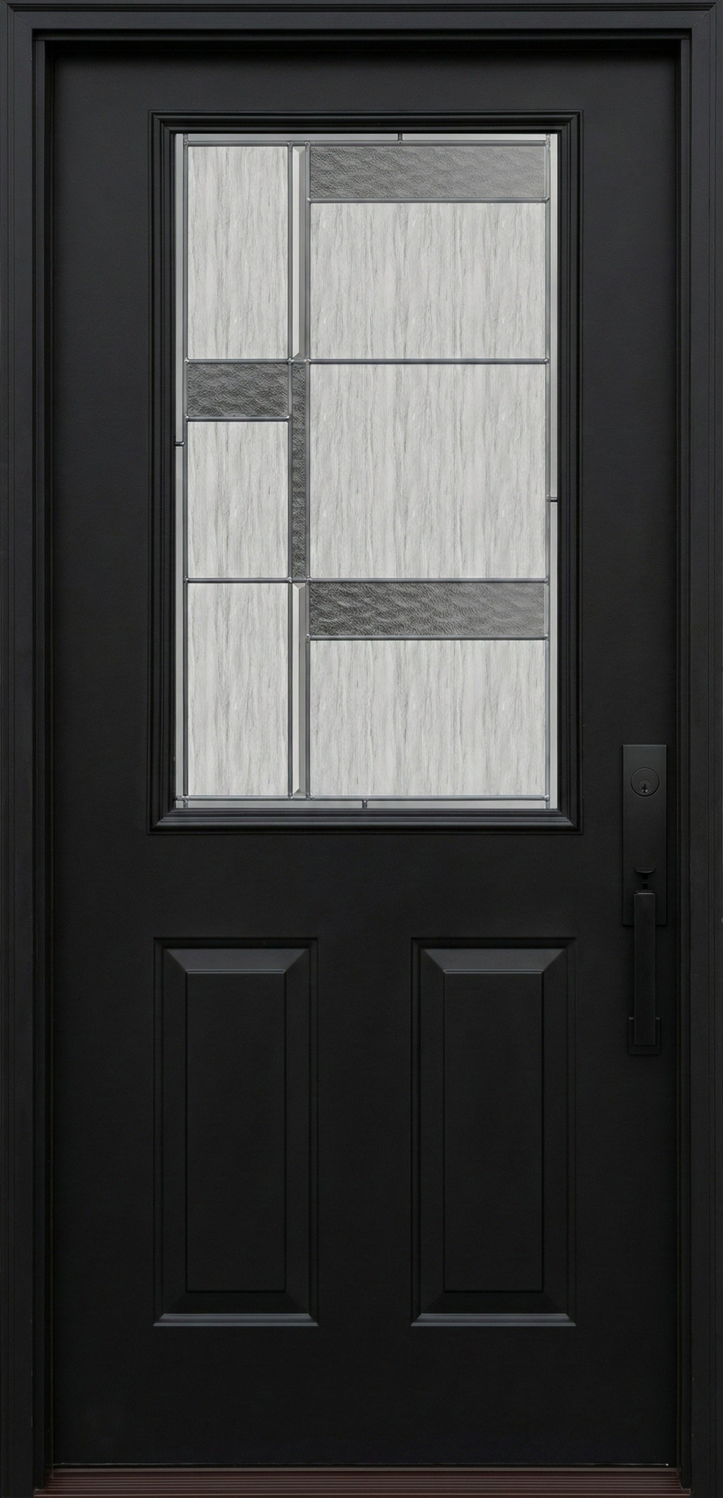 ProVia Legacy Single Entry Door 430 Style Manhattan Decorative Glass with Zinc Caming and Low-E - Doors and Beyond
