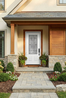 ProVia Legacy Single Entry Door 440 Style Brookhaven Decorative Glass with Patina Caming and Low-E - Doors and Beyond