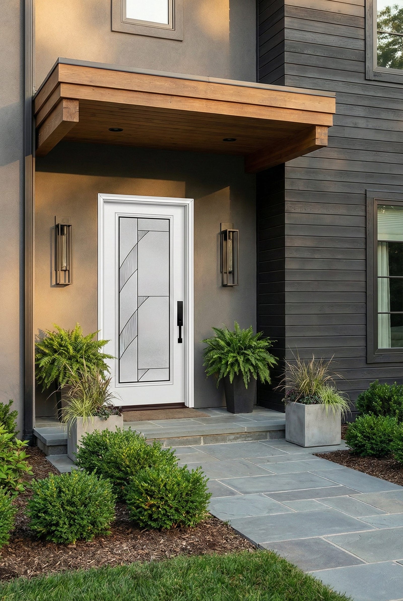 ProVia Legacy Single Entry Door 460 Style Tidal Decorative Glass with Patina Caming and Low-E - Doors and Beyond