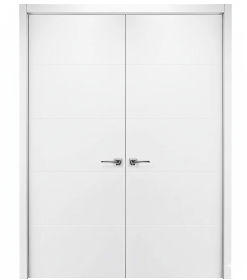 Nova Graffiti Soft White Laminated Modern Double Pocket Door - Doors and Beyond