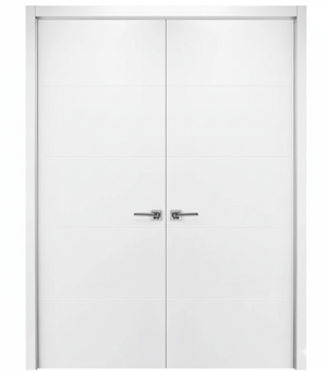 Nova Graffiti Soft White Laminated Modern Double Pocket Door - Doors and Beyond
