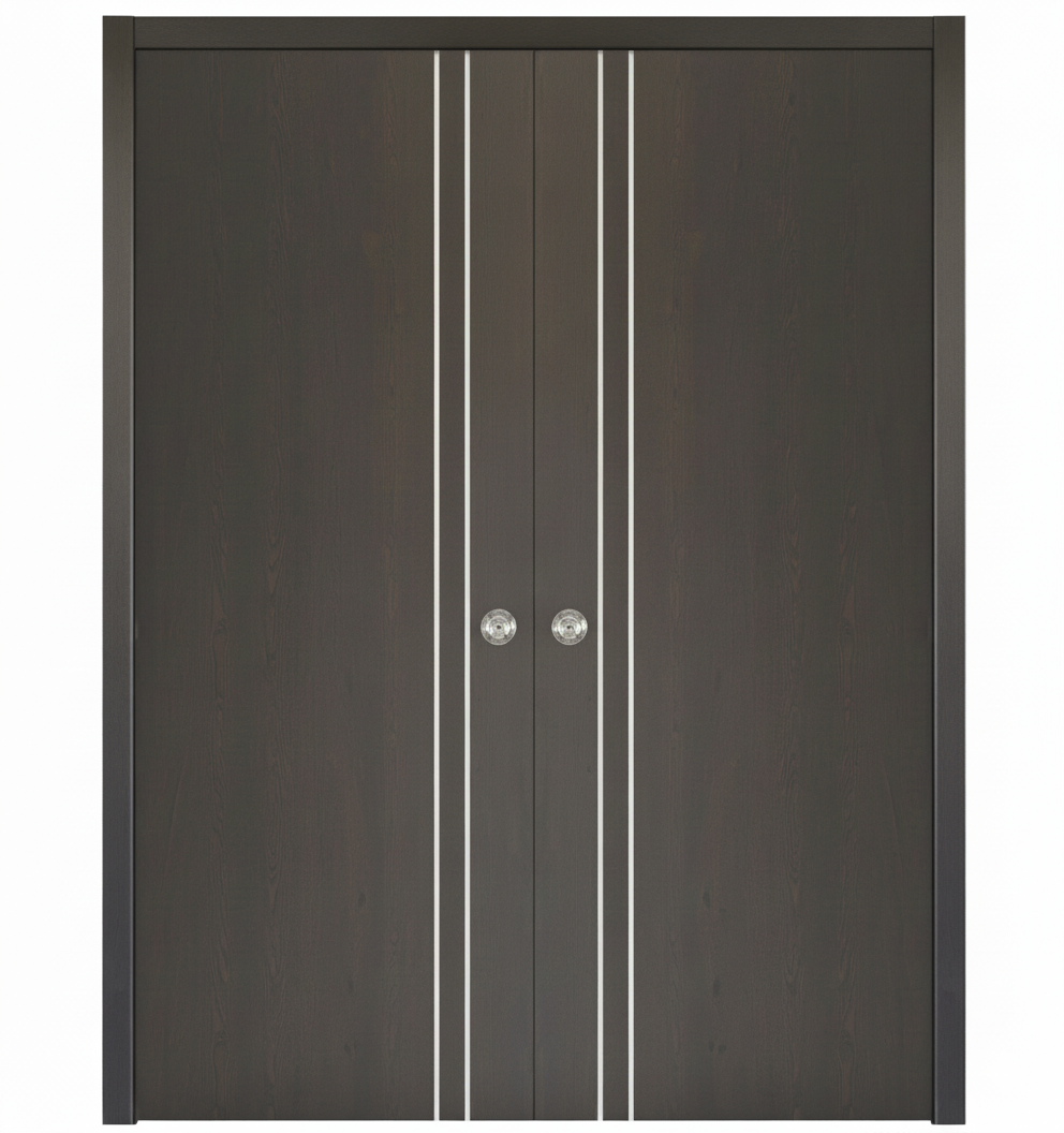 Nova HG002 Japan Oak Laminated Modern Double Pocket Door - Doors and Beyond