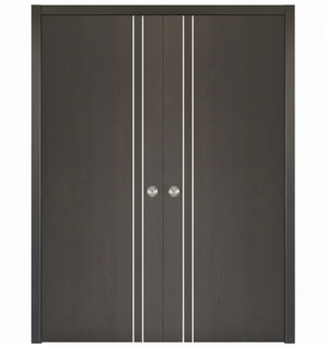 Nova HG002 Japan Oak Laminated Modern Double Pocket Door - Doors and Beyond