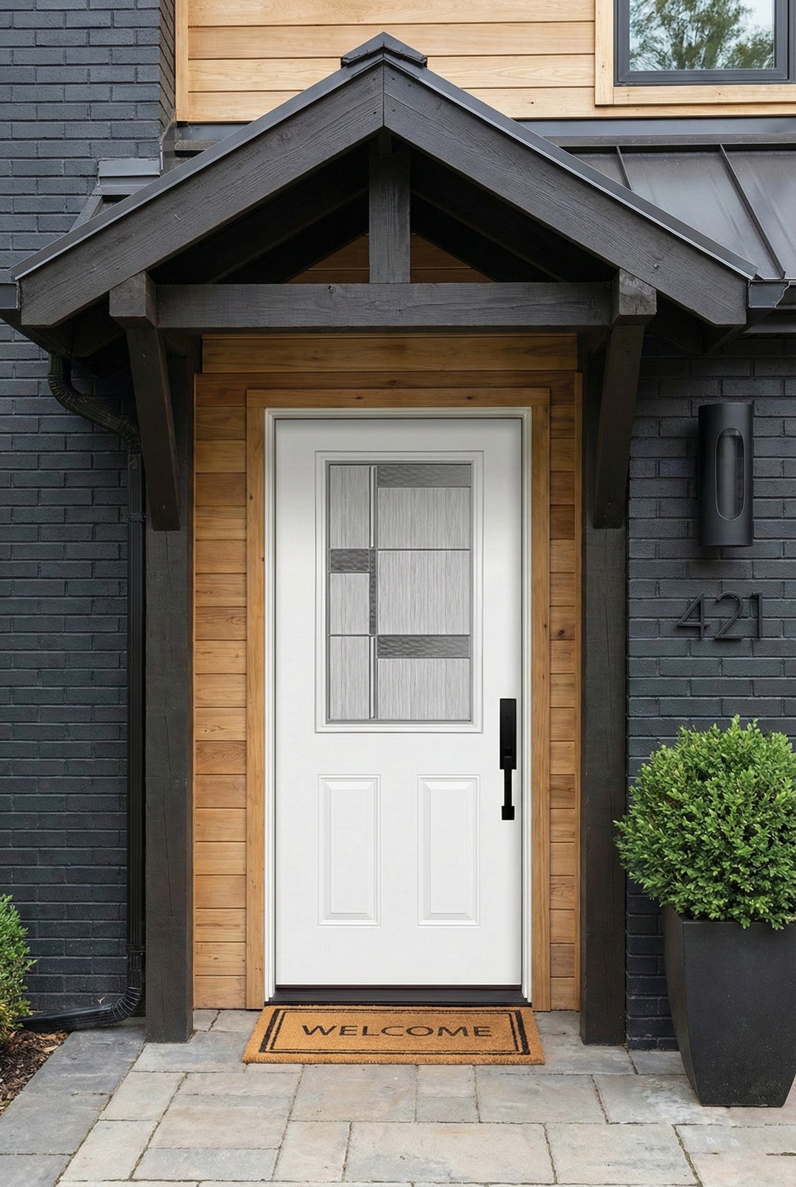 ProVia Legacy Single Entry Door 430 Style Manhattan Decorative Glass with Zinc Caming and Low-E - Doors and Beyond