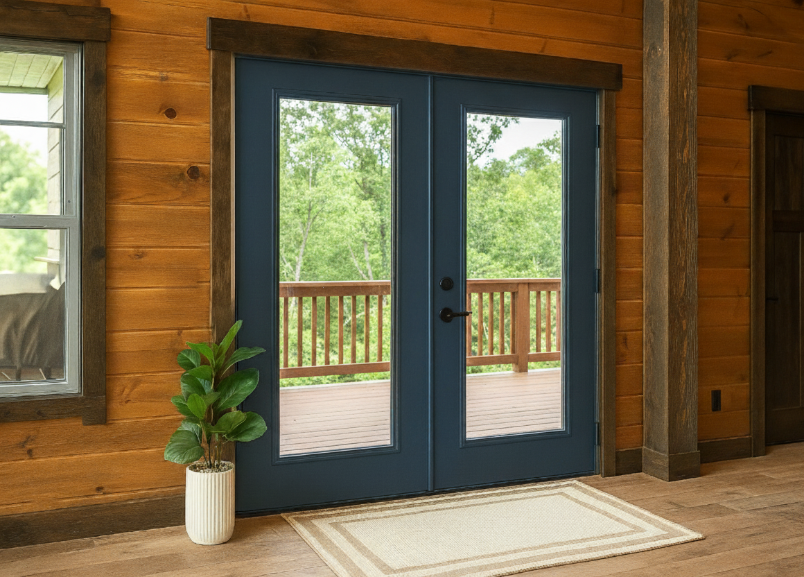 ProVia Legacy Steel 20GA Heavy Duty Patio Double Door Downsized 72x80 Deep Waters/Deep Waters Double Pane Low-E W Argon Gas - Doors and Beyond