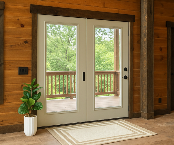 ProVia Legacy Steel Patio Double Door Durable 64x80, Sandstone Finish